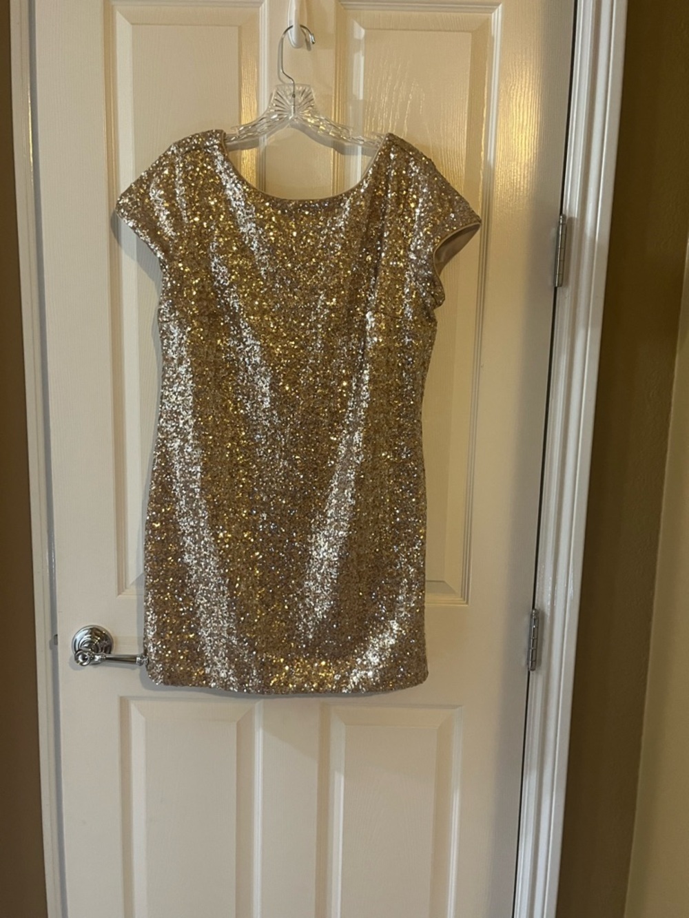White House Black Market Gold Sequin Mini Dress
